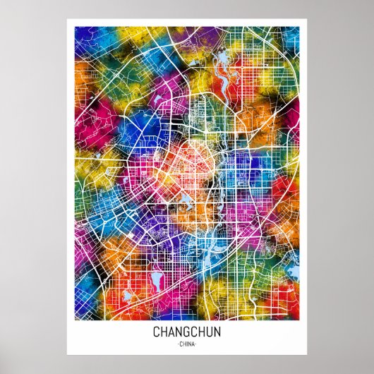 Poster Carte de la ville de Changchun (Devant)