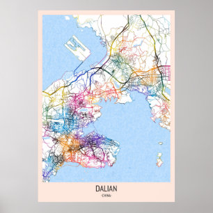 Poster Carte de la ville de Dalian