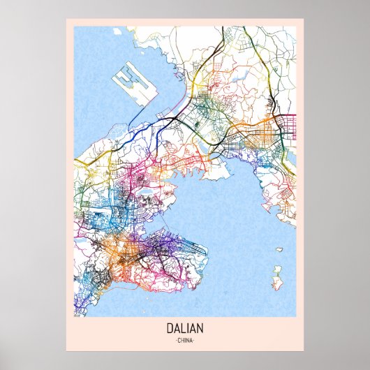 Poster Carte de la ville de Dalian (Devant)