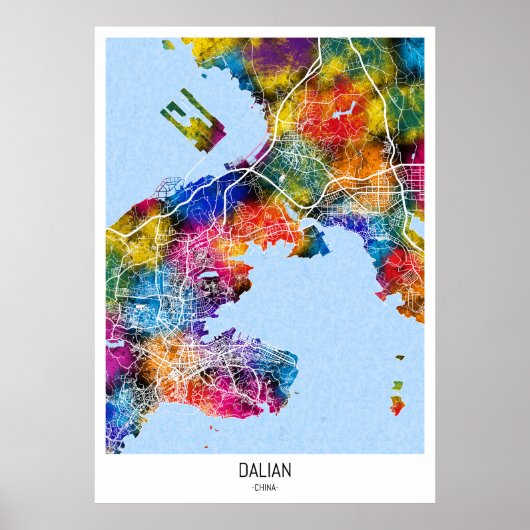 Poster Carte de la ville de Dalian (Devant)