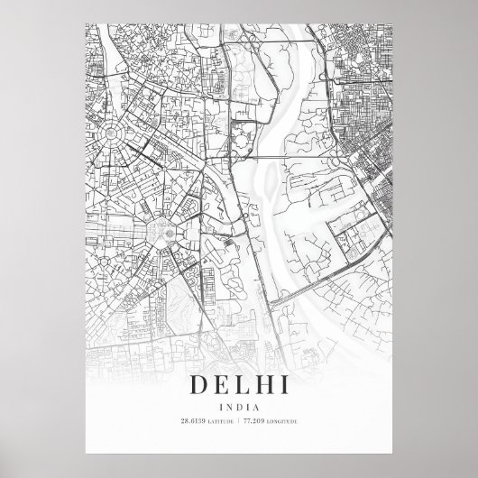 Poster Carte de la ville de Delhi (Devant)