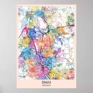 Poster Carte de la ville de Dhaka Bangladesh