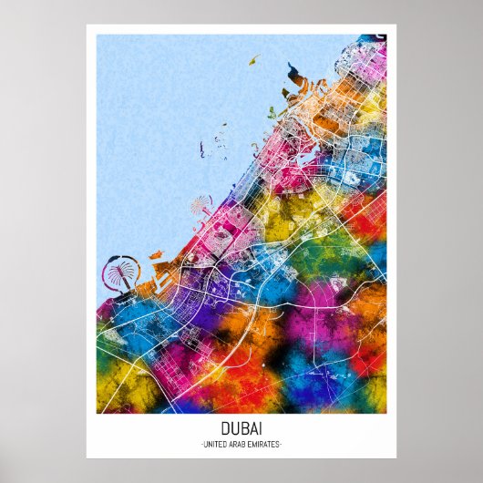 Poster Carte de la ville de Dubaï (Devant)
