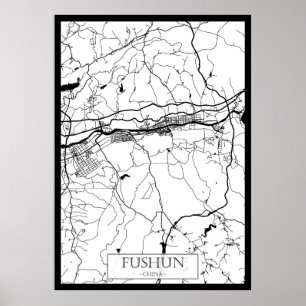 Poster Carte de la ville de Fushun Chine