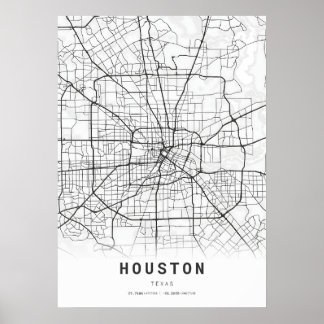 Poster Carte de la ville de Houston