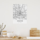 Poster Carte de la ville de Houston (Cuisine)