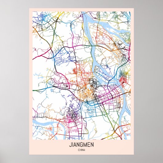 Poster Carte de la ville de Jiangmen (Devant)