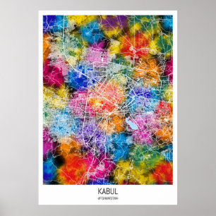 Poster Carte de la ville de Kaboul