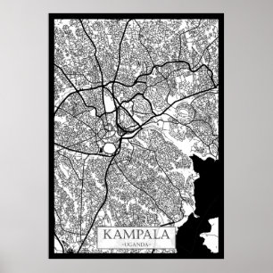 Poster Carte de la ville de Kampala Ouganda
