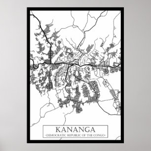 Poster Carte de la ville de Kananga République démocratiq
