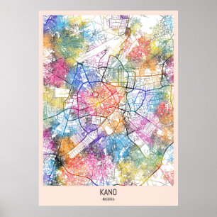 Poster Carte de la ville de Kano Nigeria