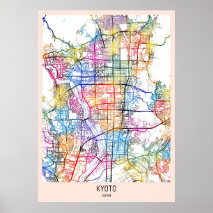 Poster Carte de la ville de Kyoto