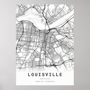 Poster Carte de la ville de Louisville