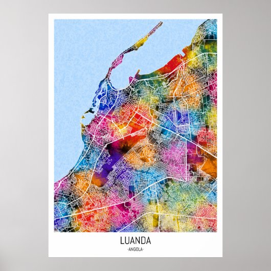 Poster Carte de la ville de Luanda Angola (Devant)