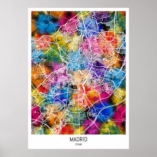 Poster Carte de la ville de Madrid (Devant)
