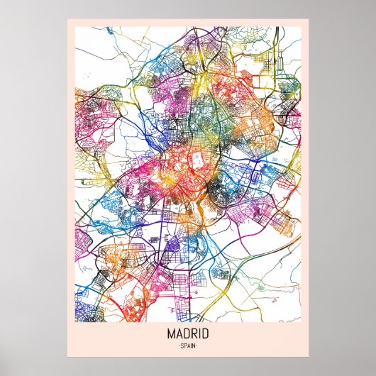 Poster Carte de la ville de Madrid (Devant)