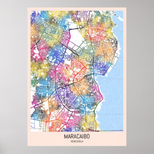 Poster Carte de la ville de Maracaibo Venezuela