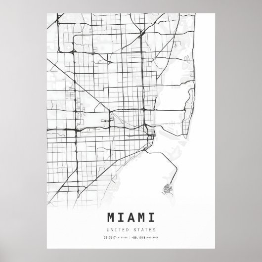 Poster Carte de la ville de Miami (Devant)
