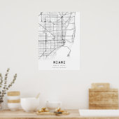 Poster Carte de la ville de Miami (Cuisine)