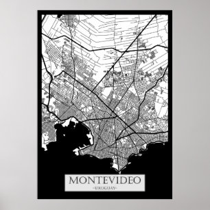 Poster Carte de la ville de Montevideo Uruguay