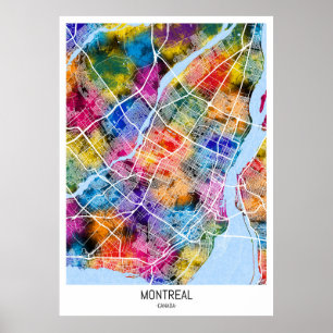 Poster Carte de la ville de Montréal Québec