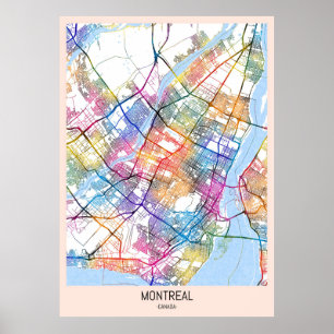 Poster Carte de la ville de Montréal Québec