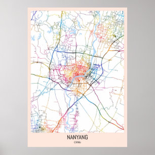 Poster Carte de la ville de Nanyang