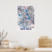 Poster Carte de la ville de New Delhi - Inde MilkTea (Cuisine)