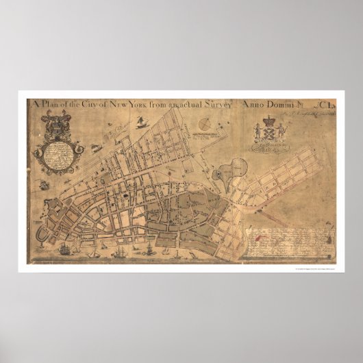 Poster Carte De La Ville De New York 1755 (Devant)