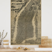 Poster Carte de la ville de New York (1879) (Cuisine)