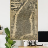 Poster Carte de la ville de New York (1879) (Bureau à domicile)