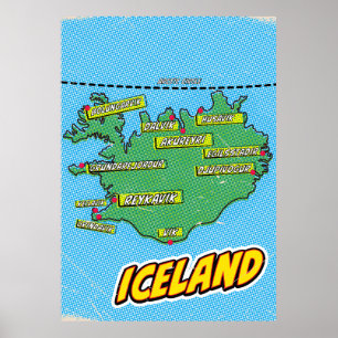 Poster Carte de la ville de New York illustrée par Pop Ar