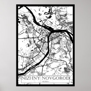 Poster Carte de la ville de Nijni Novgorod Russie