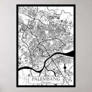 Poster Carte de la ville de Palembang Indonésie