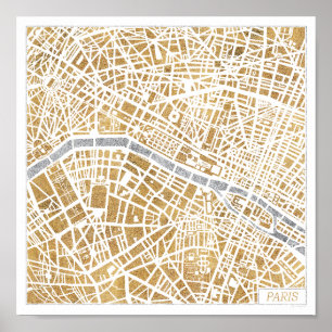Poster Carte De La Ville De Paris