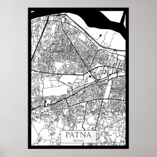 Poster Carte de la ville de Patna Bihar