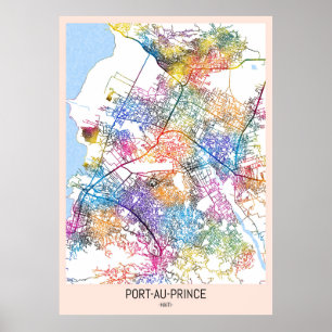 Poster Carte de la ville de Port-au-Prince Haïti