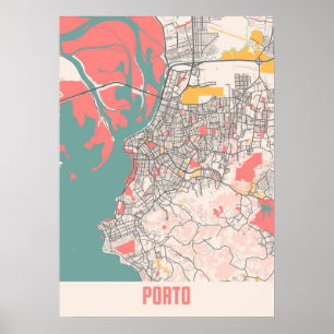 Poster Carte de la ville de Porto - Portugal Chalk