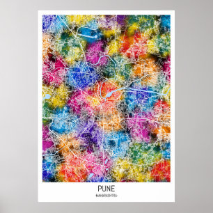 Poster Carte de la ville de Pune Maharashtra