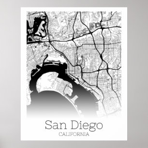 Poster Carte de la ville de San Diego