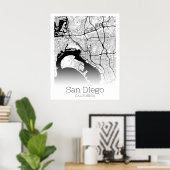Poster Carte de la ville de San Diego (Bureau à domicile)