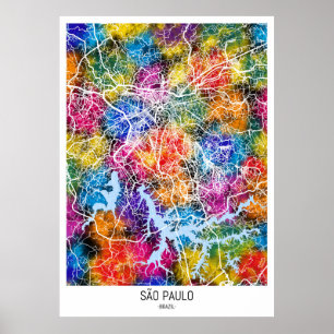 Poster Carte de la ville de São Paulo Brésil