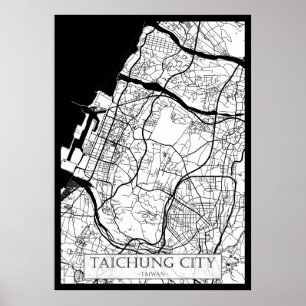 Poster Carte de la ville de Taichung à Taiwan