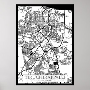 Poster Carte de la ville de Tiruchirappalli Tamil Nadu