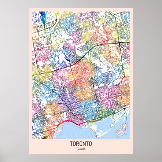 Poster Carte de la ville de Toronto (Devant)