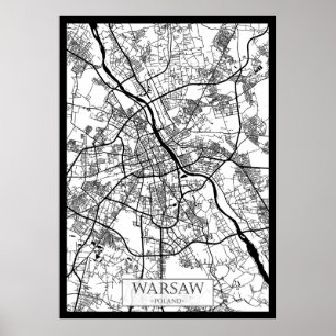 Poster Carte de la ville de Varsovie Pologne