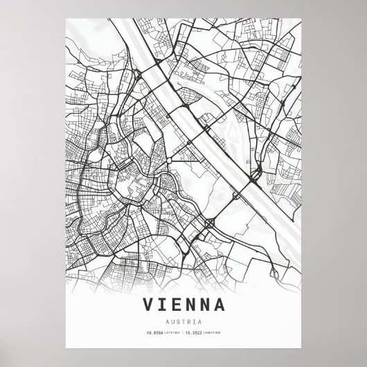 Poster Carte de la ville de Vienne (Devant)