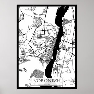 Poster Carte de la ville de Voronezh Russie