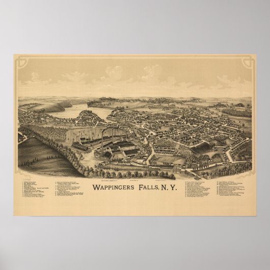 Poster Carte de la ville de Wappingers Falls (Devant)