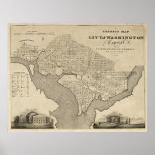 Poster Carte de la ville de Washington D.C. (1820)